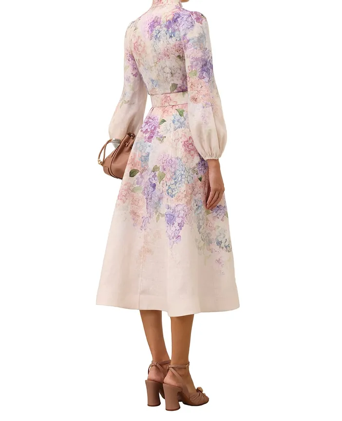 ワンピース ZIMMERMANN DAWNING BUTTONED MIDI DRESS Zimmermann Dawning Buttoned Midi Dress Color Multi Hydrangea