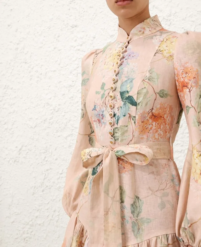 Zimmermann Illuminate Peplum Mini Dress Peach Hydrangea Size 1 Zimmermann Illuminate Peplum Mini Dress Peach Hydrangea Size 1