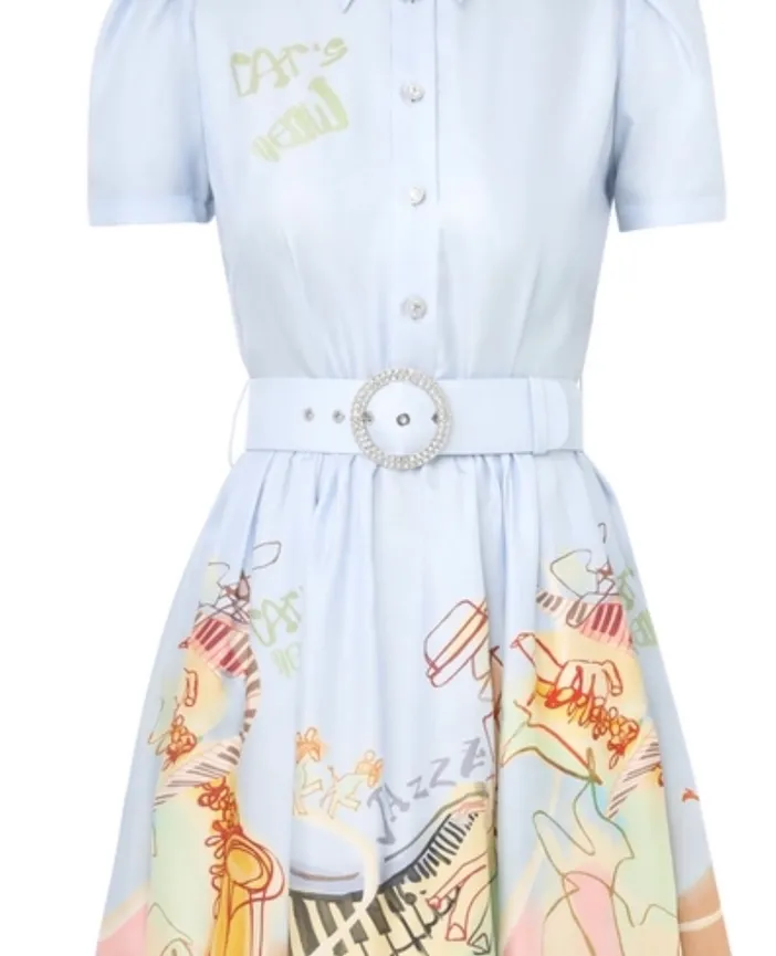 Zimmermann Matchmaker Shirt Mini Dress Blue Poster Size 3