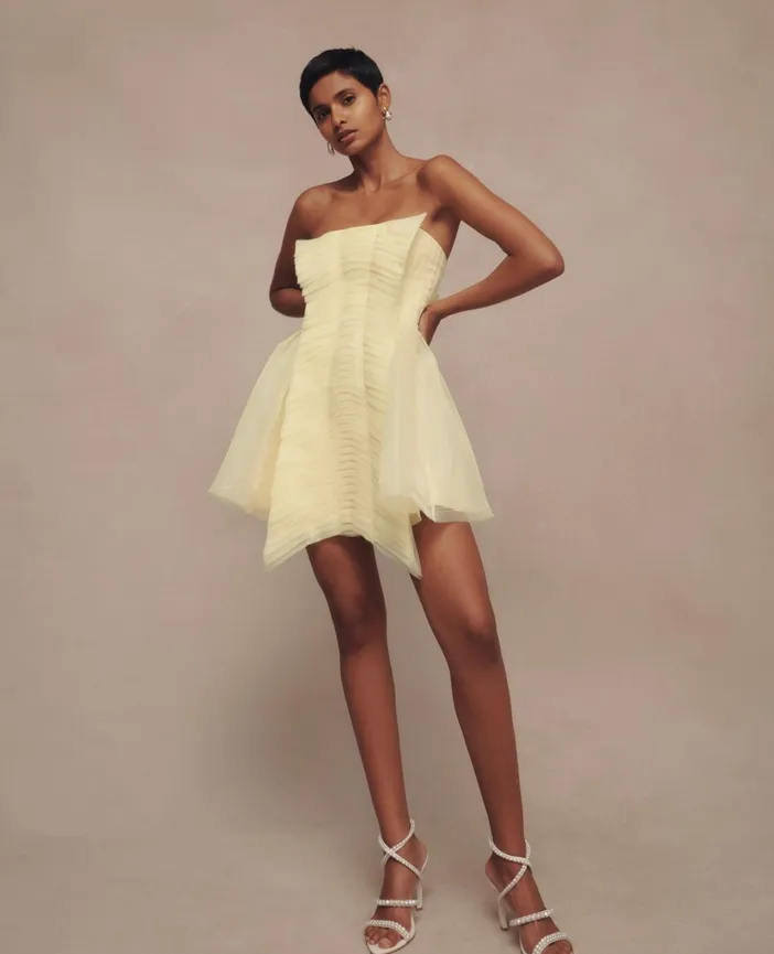【Aje.】Astrid Strapless Mini Dress Astrid Strapless Mini Dress | Soft Lemon Yellow | Aje – Aje ROW