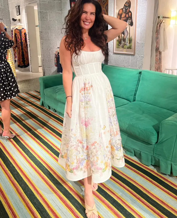 Zimmermann Natura Ruched Midi Dress Ivory Wild Flowers Size 0