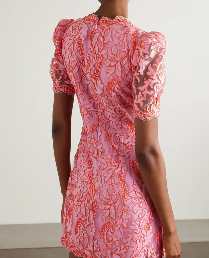 Rebecca Vallance Maribella Bow-Detailed Embroidered Tulle
