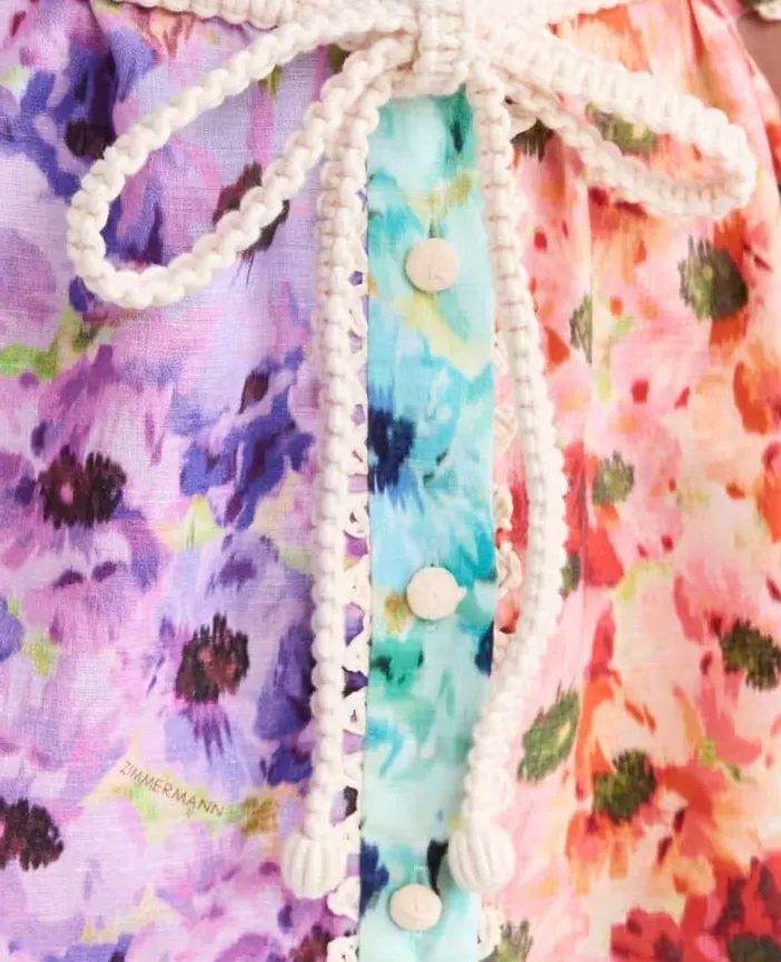 【Zimmermann】LIGHTBURST TRIMMED SHIRT DRESS シャツドレス ZIMMERMANN Lightburst belted crochet-trimmed floral-print