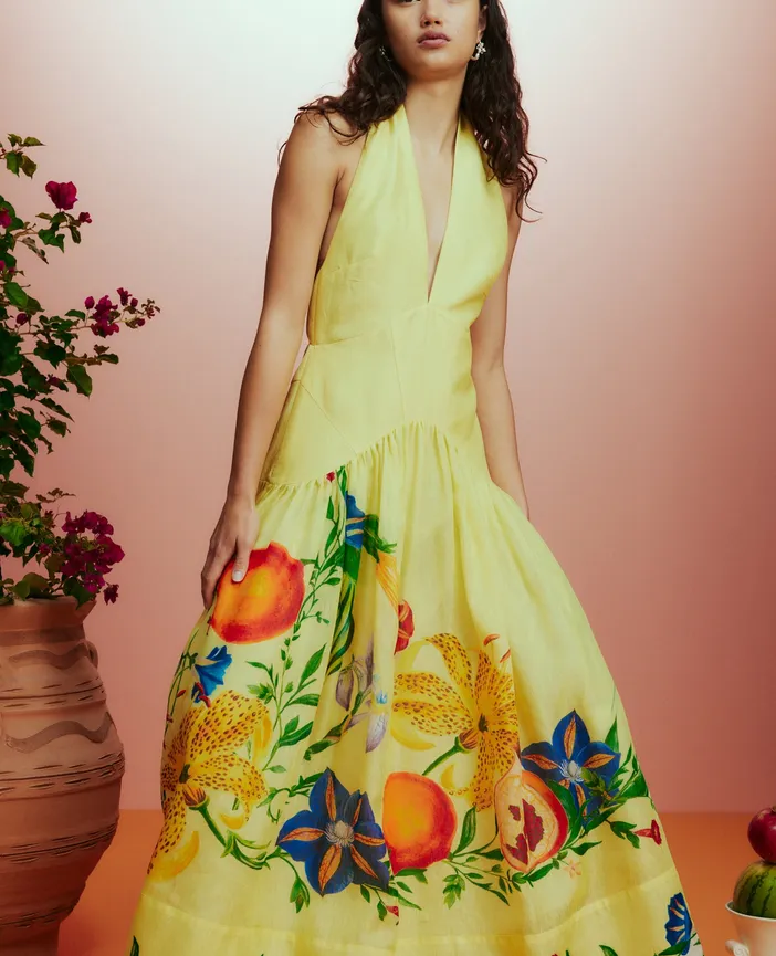 ワンピース VALLO DE NEAR Dahlia Halter Dress Yellow ALEMAIS Dahlia Halter Dress | Liberty