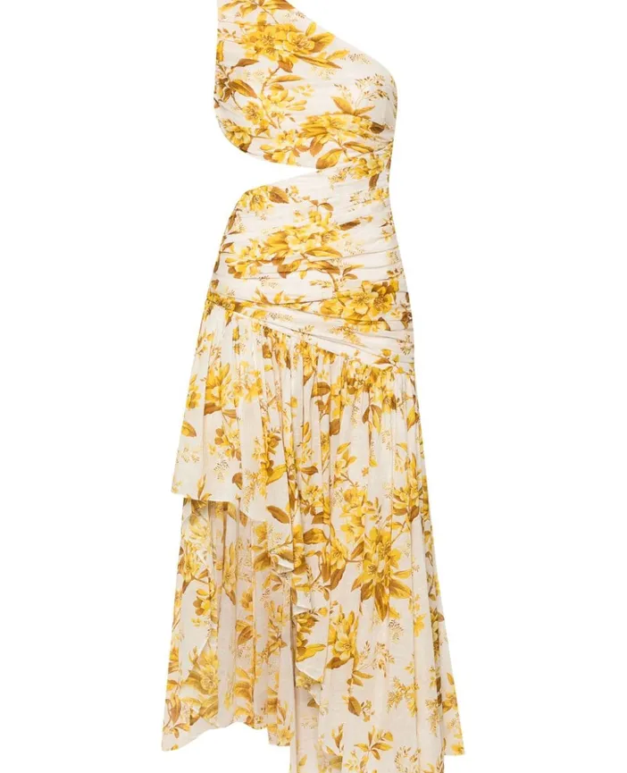 【Zimmermann】GOLDEN ASYMMETRIC DRESS アシンメトリー ミディ Zimmermann Golden Asymmetric Dress | David Jones