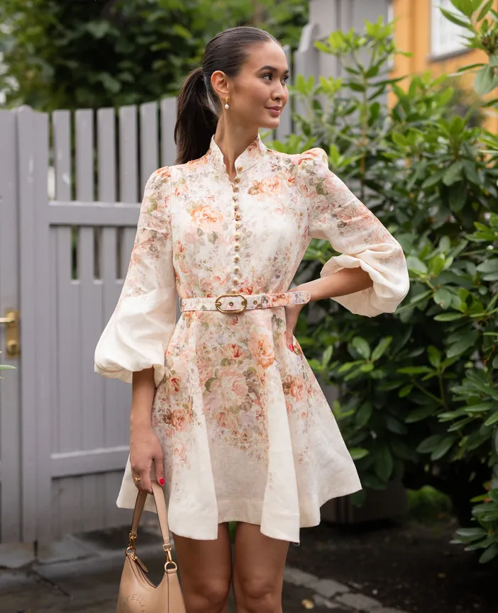 Zimmermann Illustration Buttoned Mini Dress Cream Size 1 