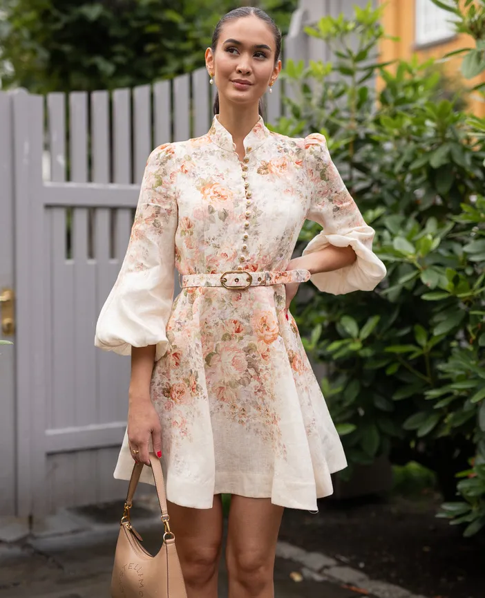 Zimmermann Illustration Buttoned Mini Dress Cream Size 1 