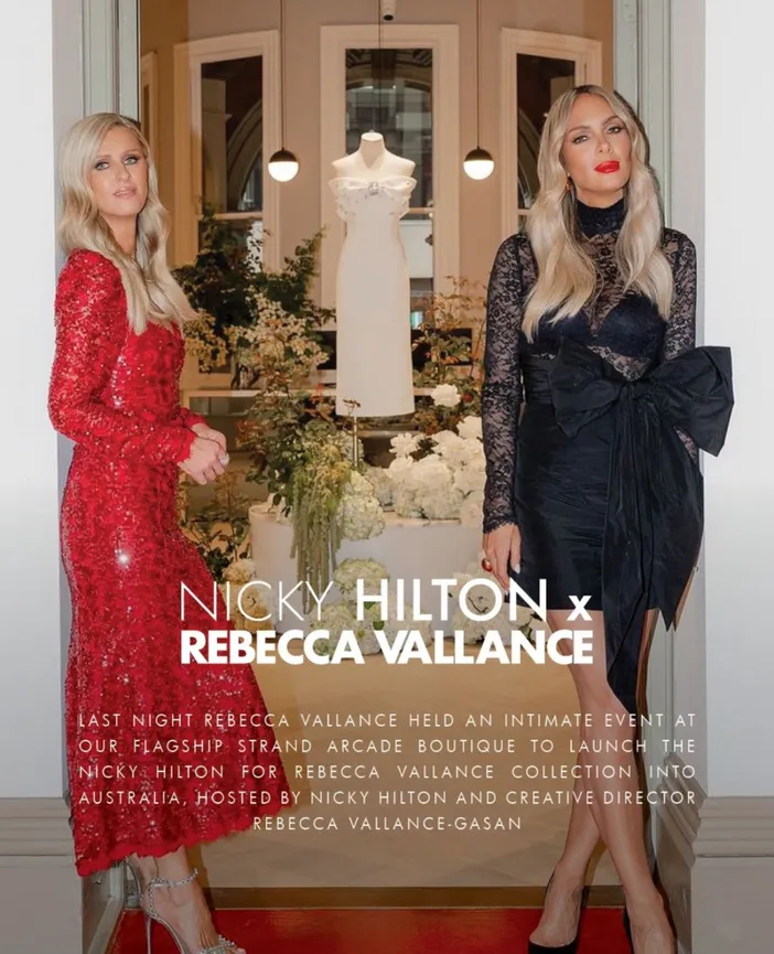 新作【Rebecca Vallance】x Nicky Hilton sequined midi dress x Nicky Hilton Leyla sequined midi dress in red - Rebecca