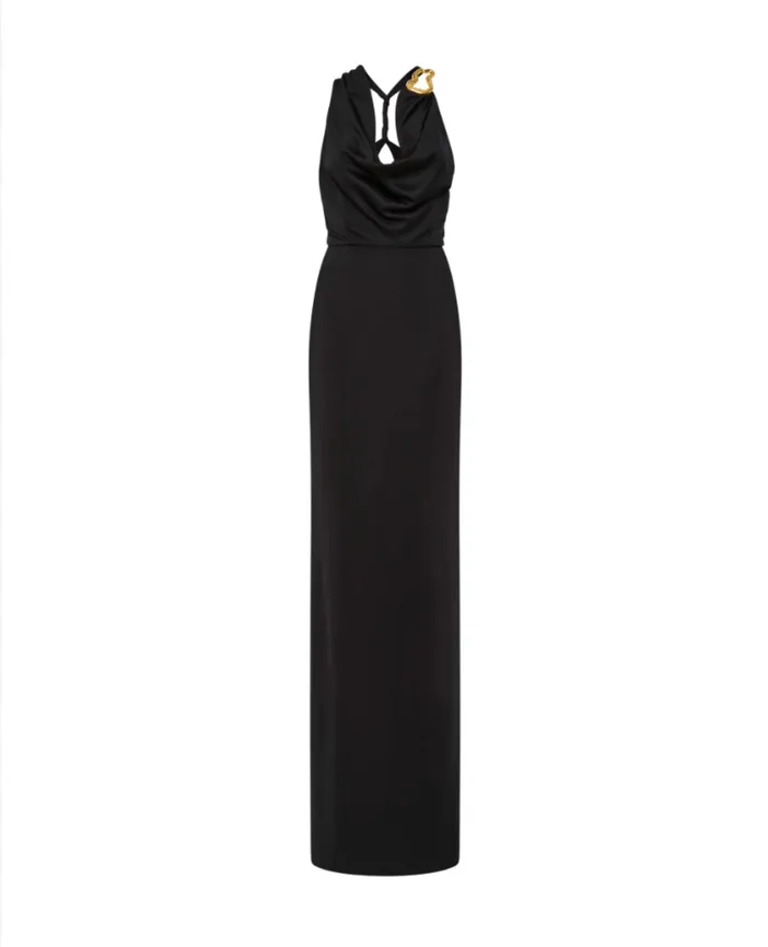 Rebecca Vallance Domenica Halter Gown Maxi Dress Black Size 6