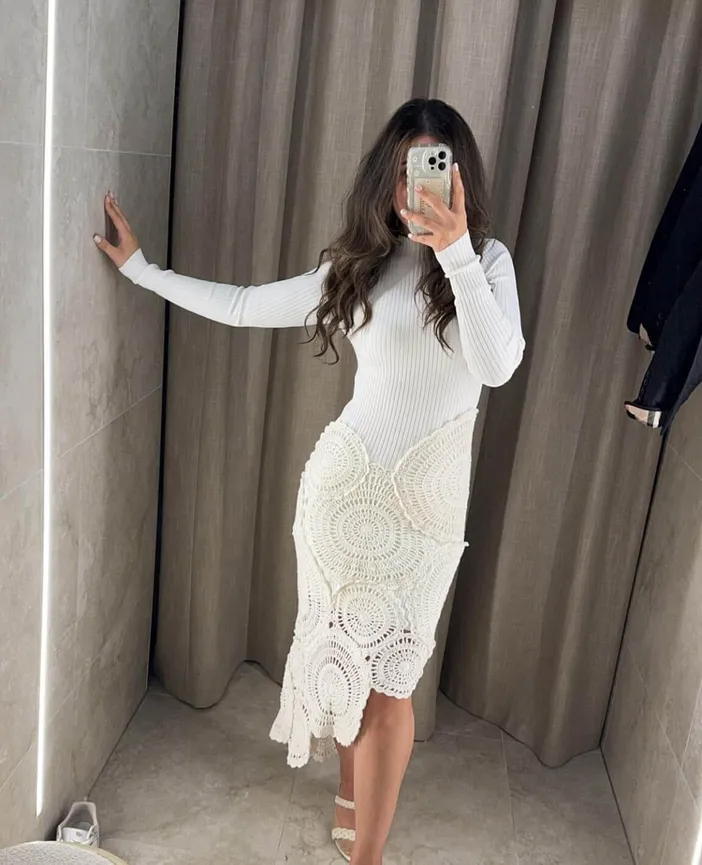 【Aje.】Mosaic Crochet Midi Dress ニット クロシェ ミディ Aje.】Mosaic Crochet Midi Dress ニット クロシェ ミディ