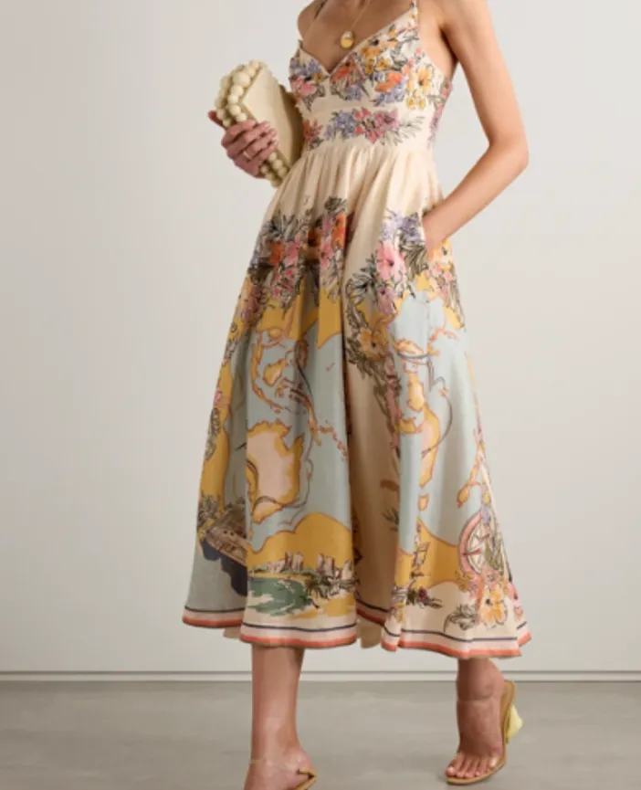 Zimmermann Tallow Tucked Bodice Dress Multi Size 1