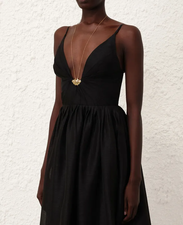 Zimmermann Illustration V Neck Midi Dress Black Size 0 & 1 Zimmermann Illustration V Neck Midi Dress Black Size 0 & 1