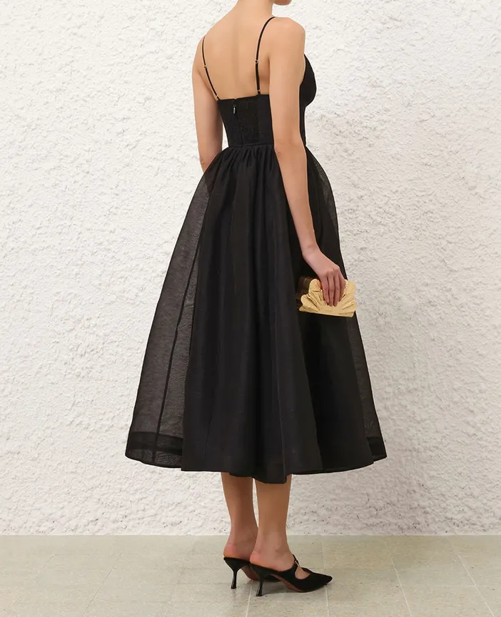 Zimmermann Hypnotic V Neck Midi Dress Black Size 4 Zimmermann Hypnotic V Neck Midi Dress Black Size 4