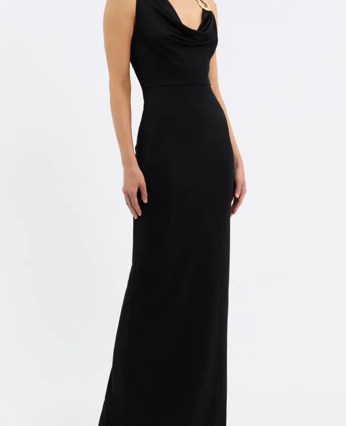 Rebecca Vallance Domenica Halter Gown Maxi Dress Black Size 6