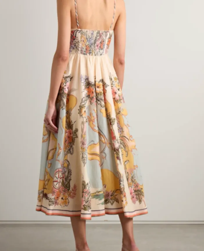【Zimmermann】TALLOW TUCKED BODICE DRESS Vネック ミディ Zimmermann】TALLOW TUCKED BODICE DRESS Vネック ミディ