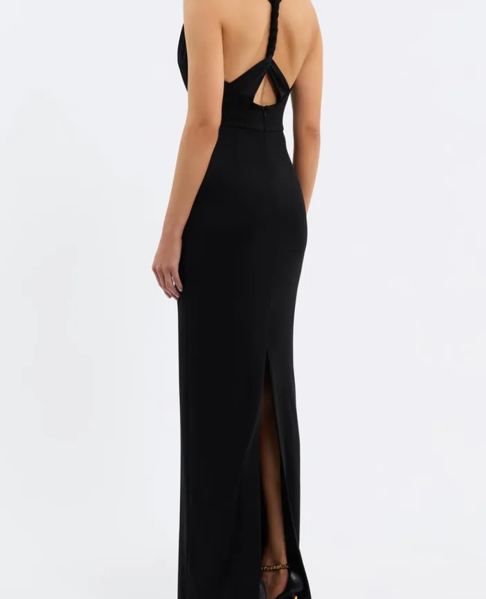 Rebecca Vallance Domenica Halter Gown Maxi Dress Black Size 6